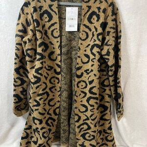 By Design Leopard Print Open Front Cardigan Sweater